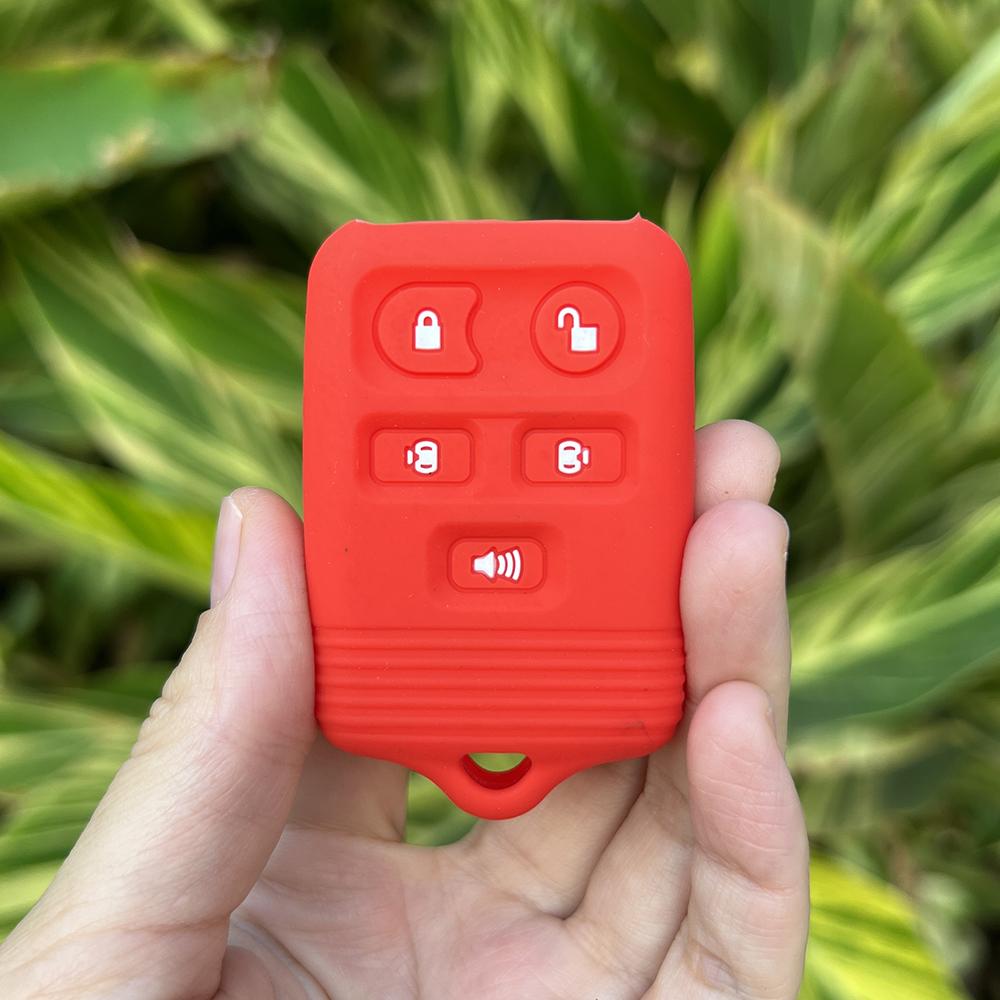

5 Buttons Silicone Car Remote Key Case Fob Shell Cover For Ford Windstar Expedition Lincoln Navigator Freestar 2004-2008 Key красный