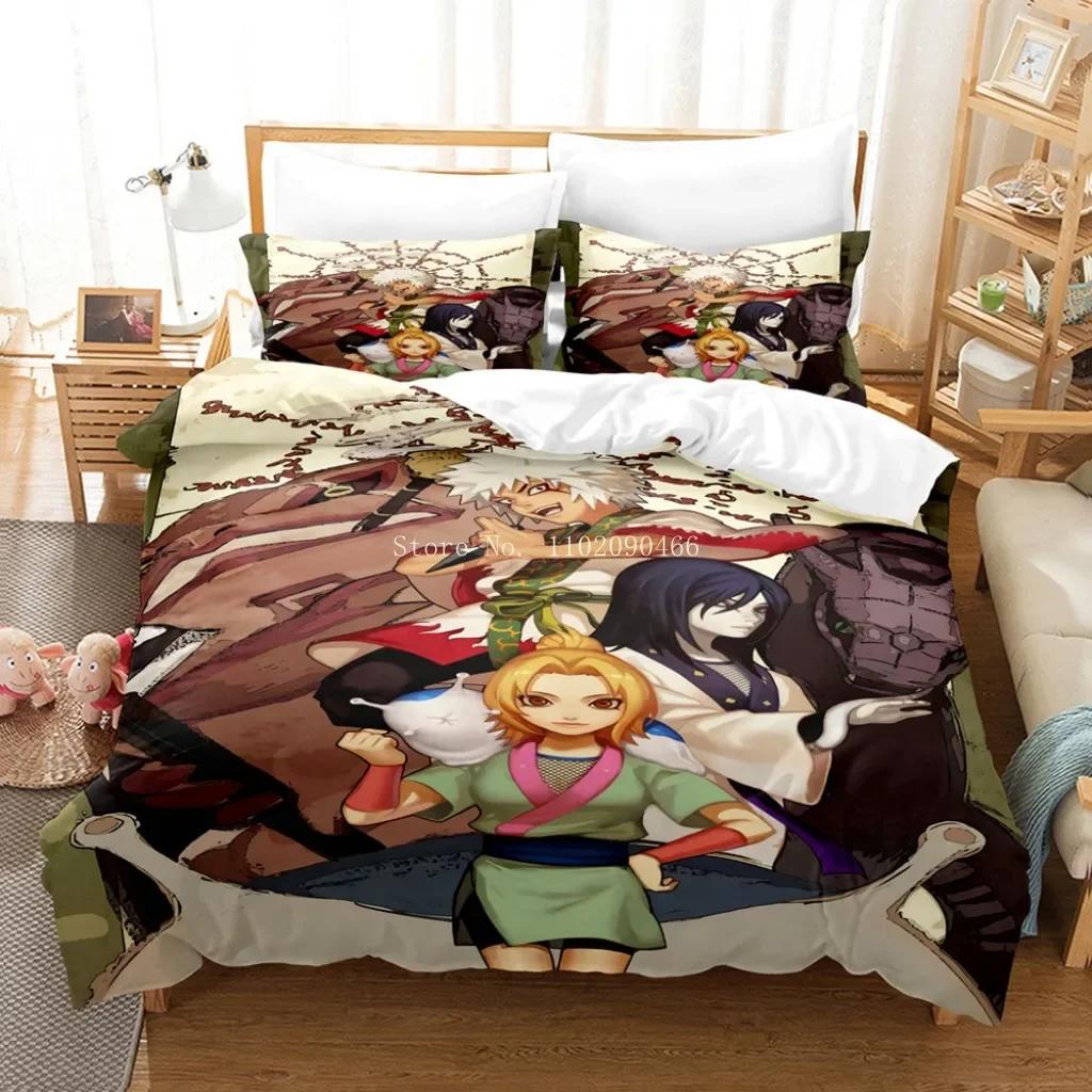 Uzumaki Naruto Bedding Set Quilt Cover Sasuke Cartoon Anime Bed Bedroom Duvet Cover Beddings Suit Children Boys Birthday Gi