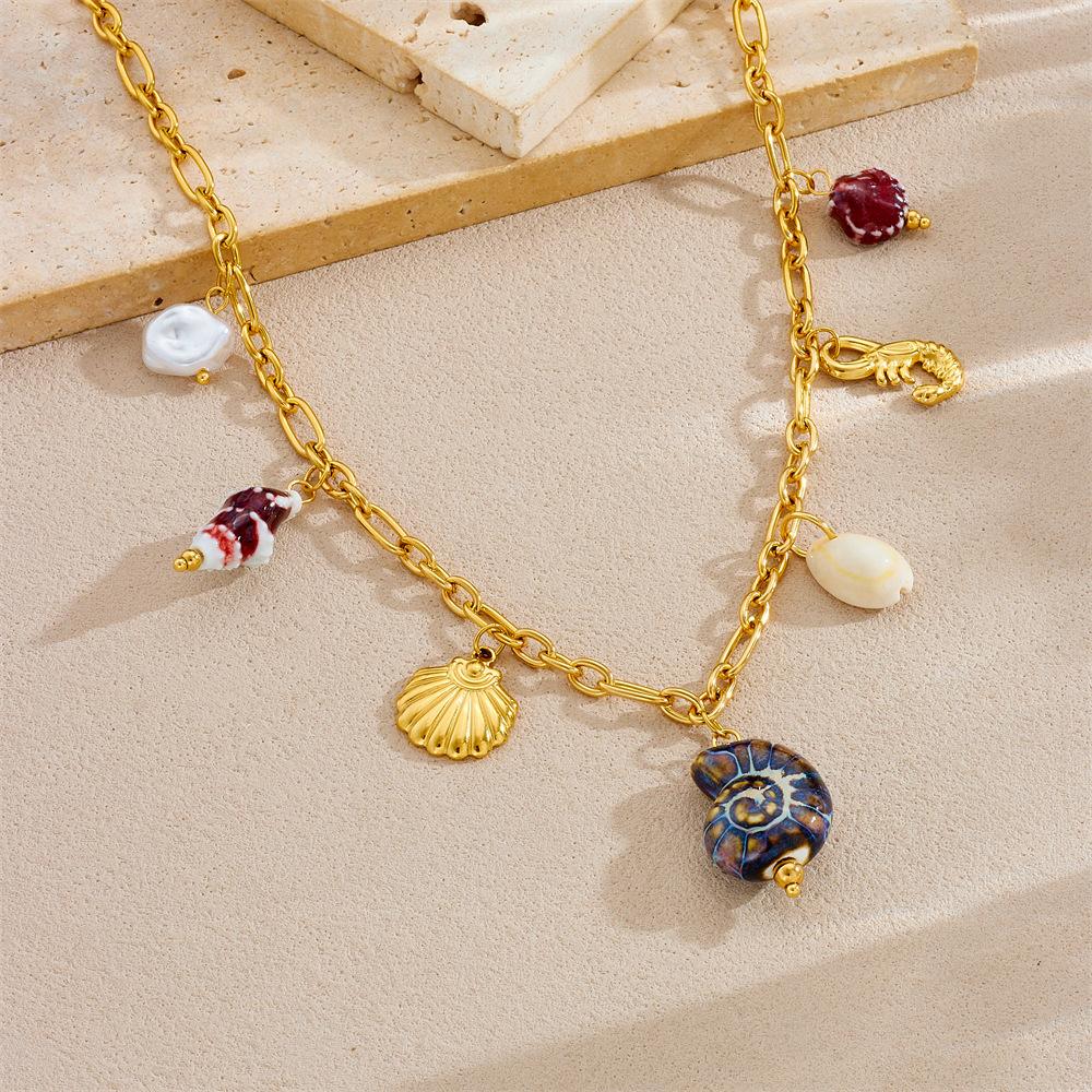 Fashion Vacation Premium Multi Element Ocean Creature Pendant Shell Starfish Sun Necklace