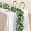 Eucalyptus Garland with White Flowers 4 Packs 5.9Ft Artificial Silver Dollar Eucalyptus Leaves Plant Fake Greenery Hanging Ivy Vines Faux Wreath