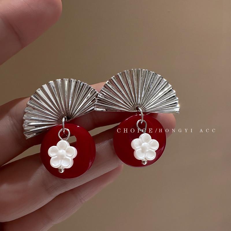 2025 New Retro Hong Kong Style Colorful Earrings: Luxury, High-End Studs, Exaggerated Fashion for Women