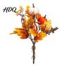Rustic Autumn Floral Display Artificial Fall Bouquet with Fabric Pumpkins Maple Leaves Wheat Berries Pumpkin Decoration Home Decor for Thanksgiving