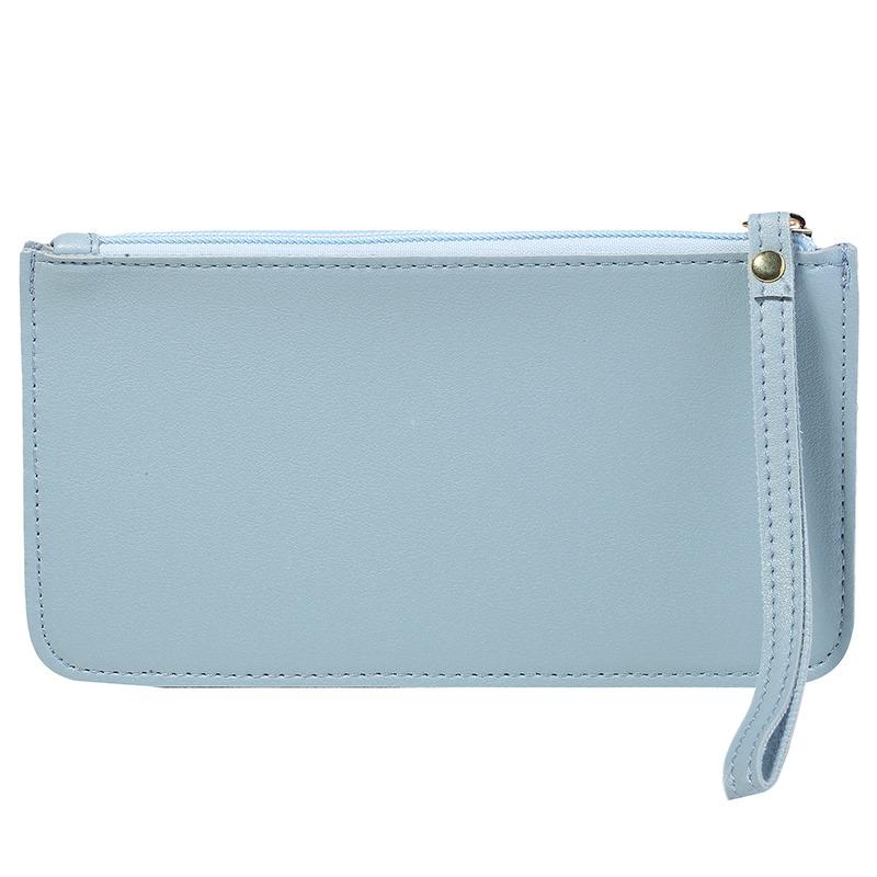 Women Vintage Long Wallet PU Leather Zipper Wallet Soild Color Large Capacity Card Holder Bag
