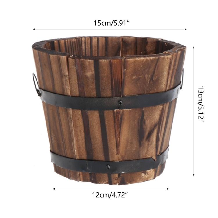 Carbonized Wood Plant Pots Flower Bucket for Garden Farmhouses Home Decorations