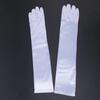 Korean Women Christmas White Wedding Dress Long Satin Elastic Etiquette Gloves Summer Sunscreen UV Full Finger Driving Glove K14