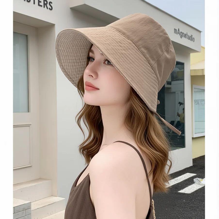 Women's Double-Sided Fisherman Hat Vintage Casual Bucket Sunhat for Spring-Summer Fashionable Outdoor Accessory