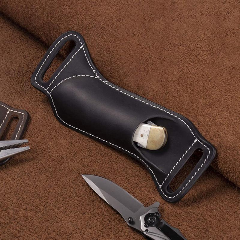 Vintage Leather Waist Belt Case Folding Knife Sheath for Belts Knife Cover Knife Mini Pocket Knife Pouch Holder Outdoor Tools