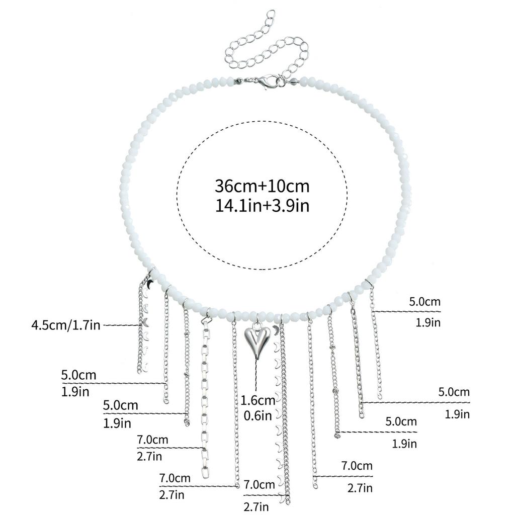 Romantik Fransen Mond und Liebesherz Halskette Robuste Perle Modeschmuck Accessoire für Stilvolle Outfits Freizeitkleidung