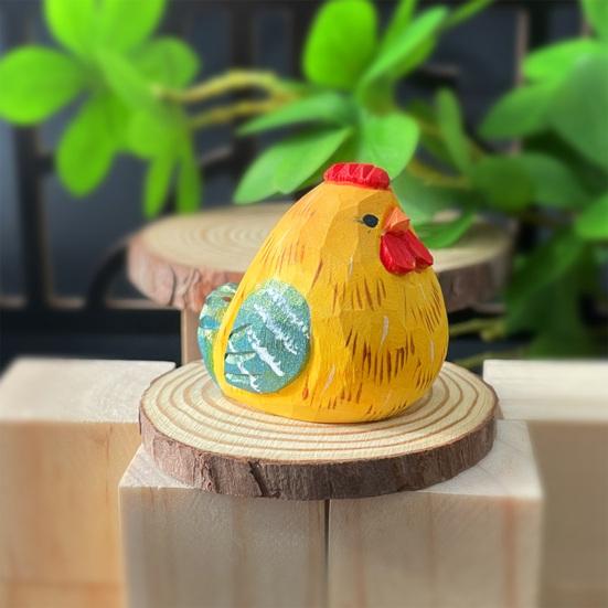 Hand-Carved Wooden Rooster Figurine Farmhouse Chicken Sculptures Rustic Animal Statue for Home Shelf Desk Kitchen Decor Gift for Chicken Lovers