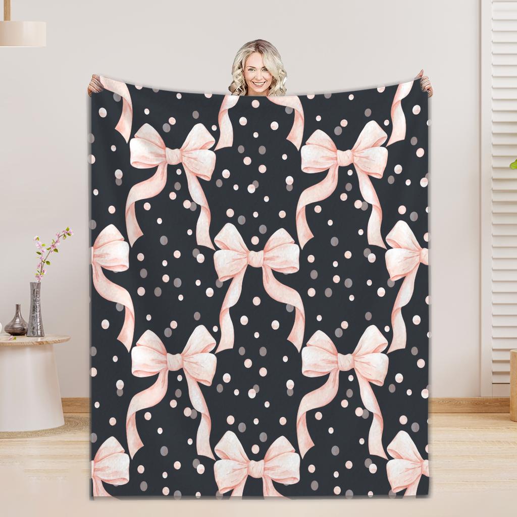 Bow Blanket For Boys Girls - 4 Sizes And 30 Plus Colors Custom Bow Blanket Gifts for Relatives And Friends