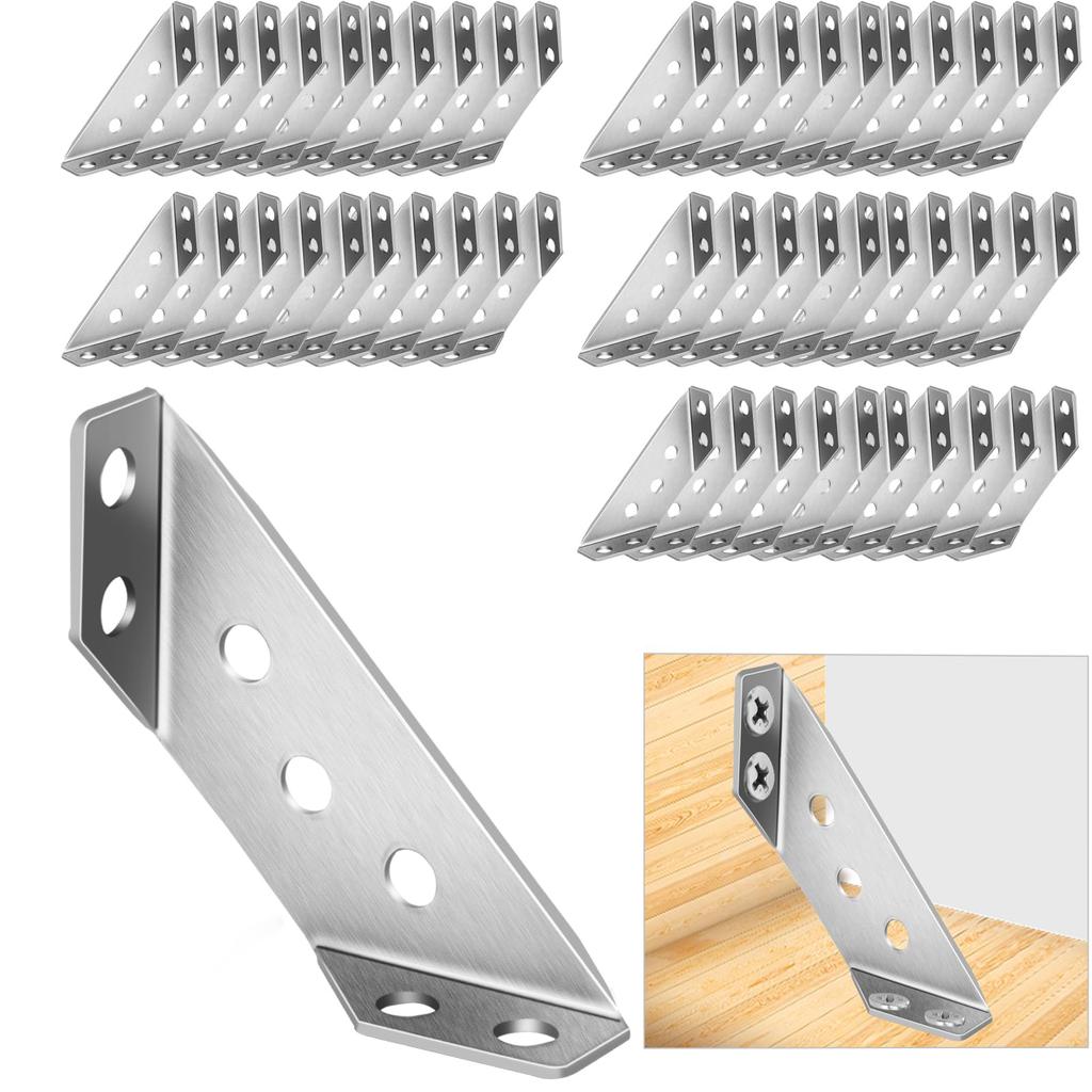 20/40pcs Stainless Steel Angle Bracket Universal Furniture Right Angle Fixed Bracket Cabinet Trapezoidal Layer Board Connector
