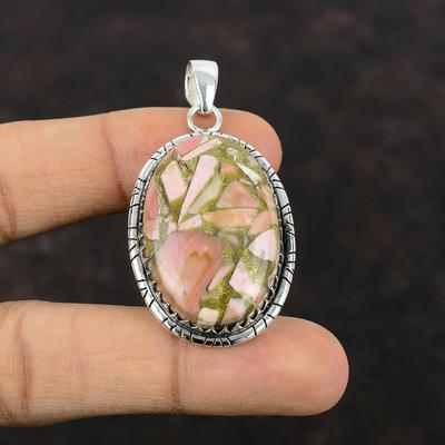 Ciondolo opale rosa rame ciondolo elegante fatto a mano ciondolo in argento sterling 925 gioielli con pietre preziose regalo di anniversario per gioielli opale rosa madre