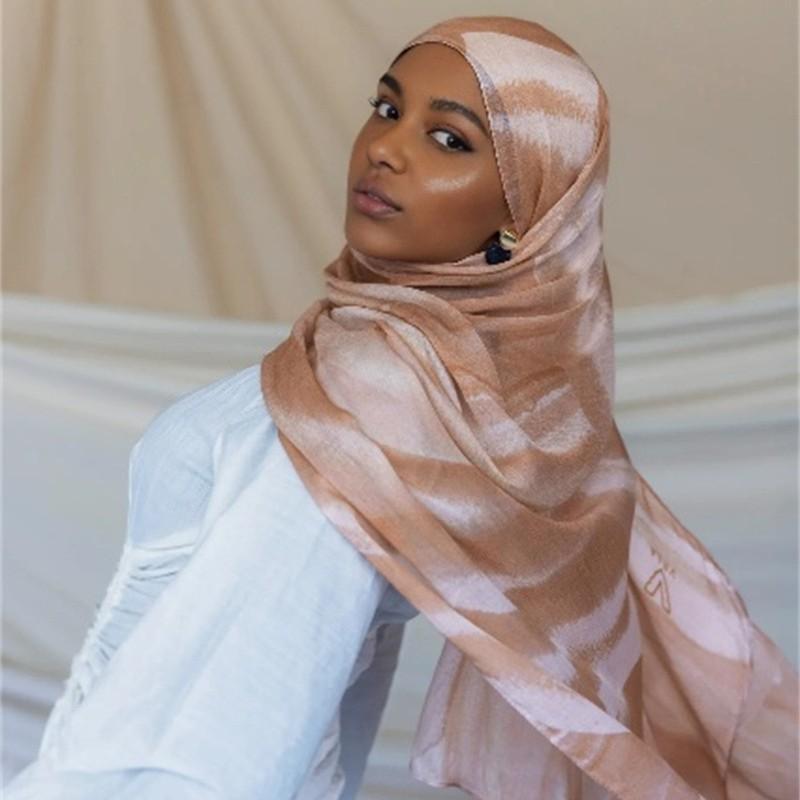 Watercolor Tie-Dye Scarf Shawl Travel With Polyester Long Scarf Turkey Middle East Headscarf