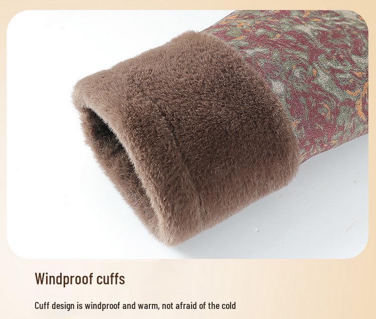 Winter Cotton Jacket with Fur Lining for Middle-aged and Elderly Women - Chinese National Style