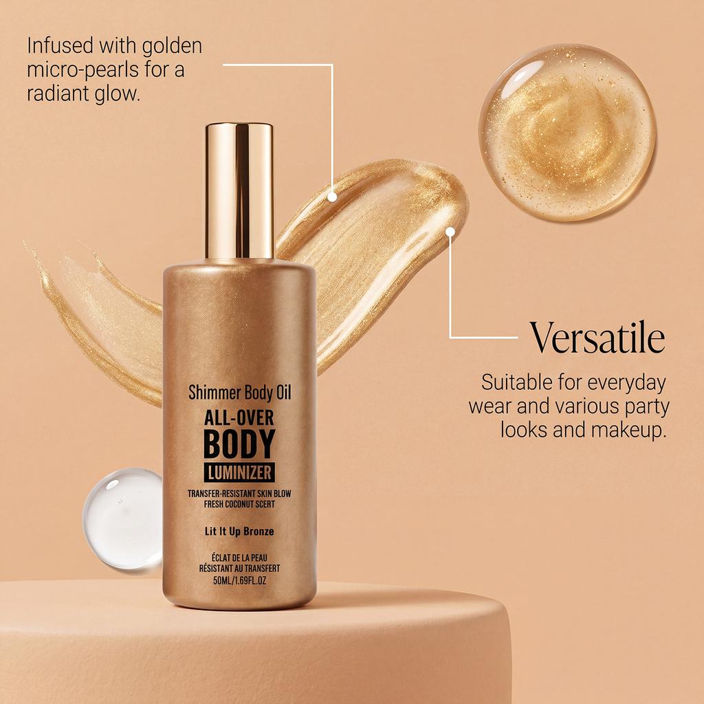 Illuminating Body Oil Lightweight Non-Greasy Gentle Moisturizing Hydrating Skin Daily Body Oil 50ml
