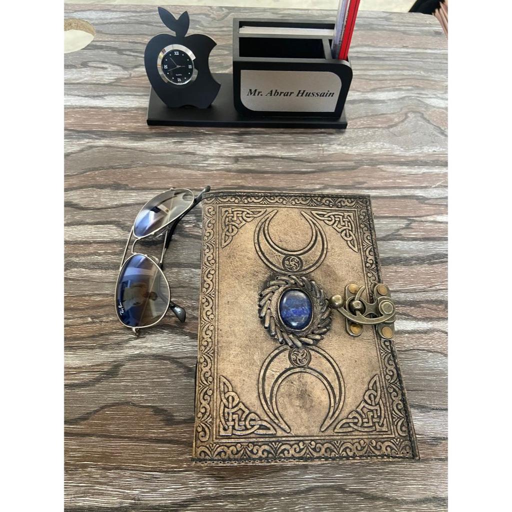 Handmade Stylish Leather Journal Tripal Moon Vintage Decle Paper journal/Office Diary/ for Him/School Diary/Father Day