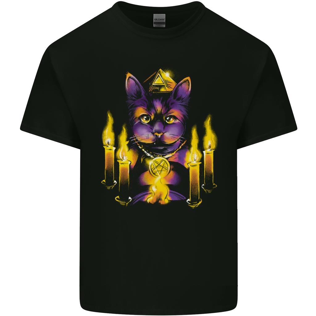 Satanic Cat Evil Feline Devil Worship Voodoo Unisexs Light Cotton TShirt