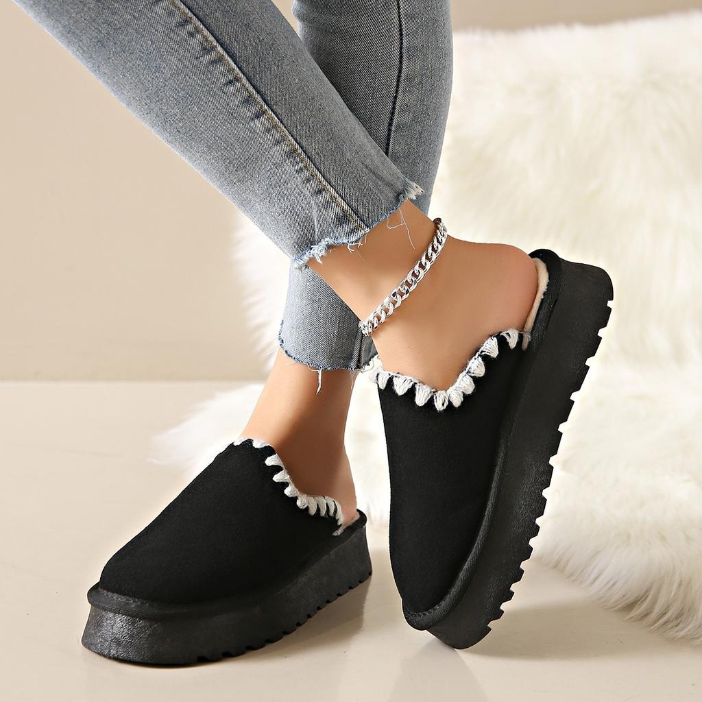 Foreign Trade Large Size Northeast Warm Mao Mao Mop 2024 Autumn and Winter Explosion Thick Bottom Non-slip Velvet Warm Snow Boots Women