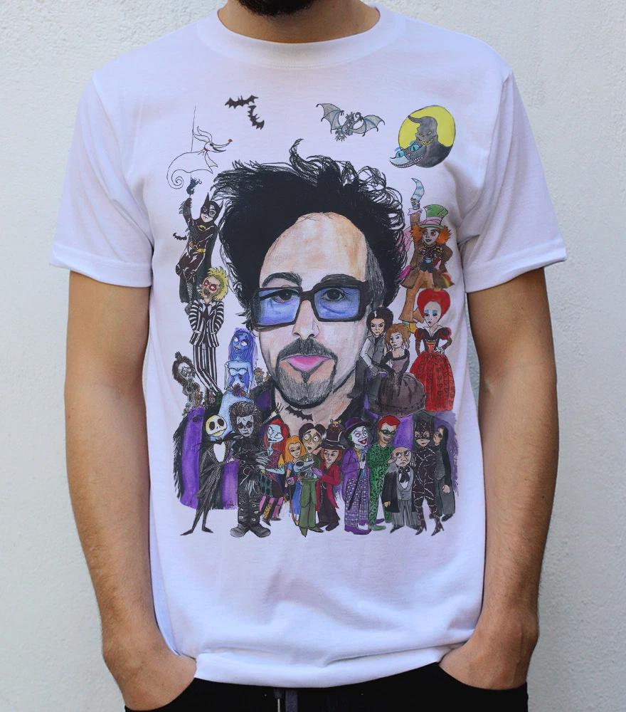 Tim Burton T Shirt +his characters Beetlejuice Skellington Willy Wonka Red Queen 4XL