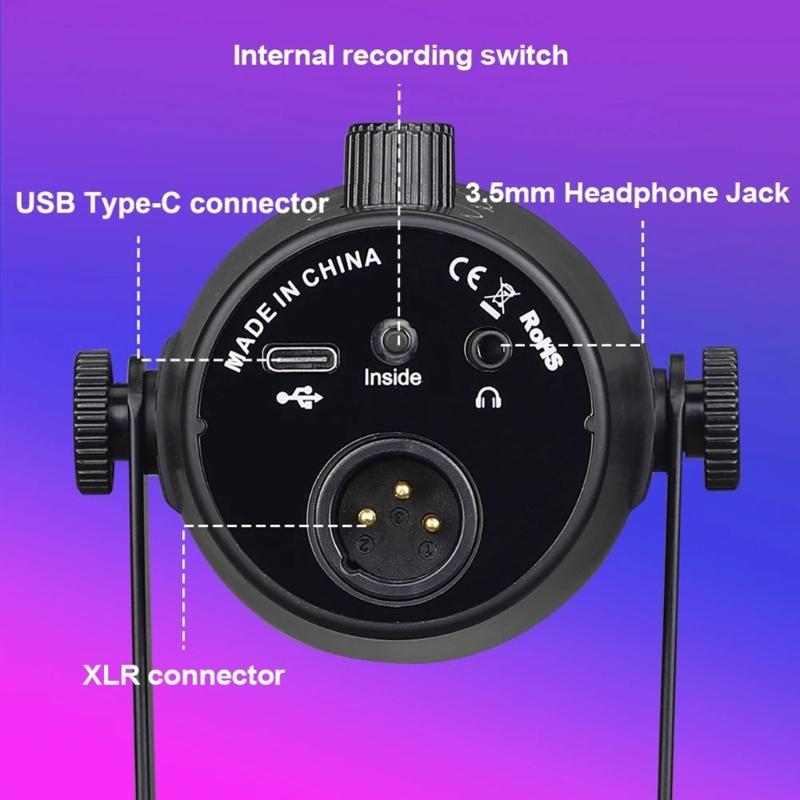 Professional Studio Quality USB Microphone with Double Connectivities for Clear Sound Recording Offering Versatility
