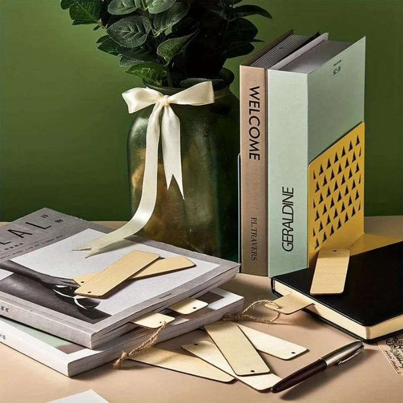 20pcs/set Blank Rectangle Wooden Tags Unfinished Nature Wood Slice DIY Crafts Bookmark Garment Gift Bags Hanging Label Decor