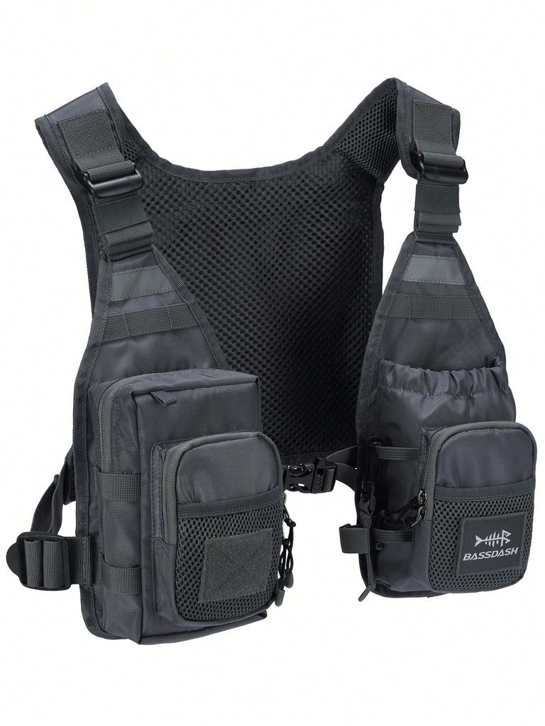 Breathable Fly Fishing Vest with Chest Pack, Lightweight Outdoor Fishing Gear with Storage Pockets, One Size Fits Most