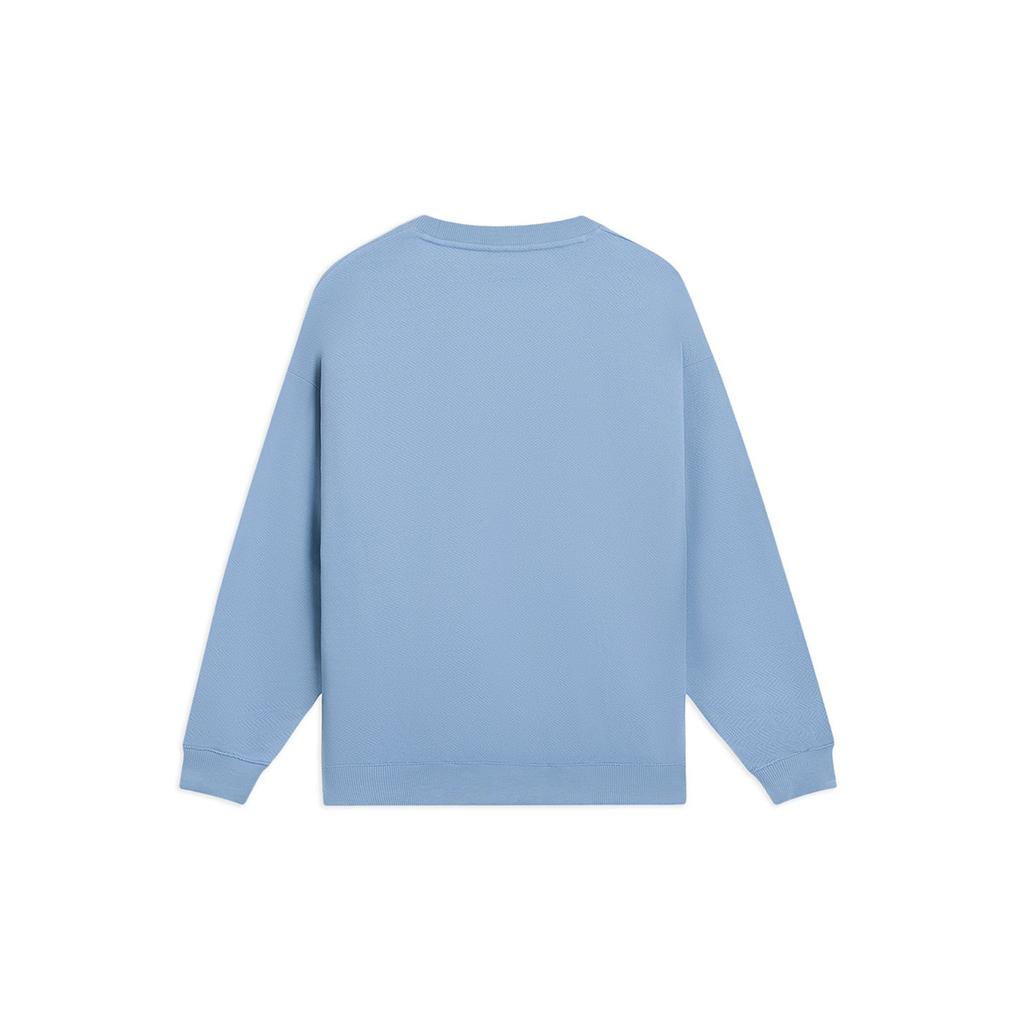 Li-Ning Sports Trend Series Embroidered Letter Pullover Sweatshirt Unisex Tops Soft-Grey Blue AWDS927-1