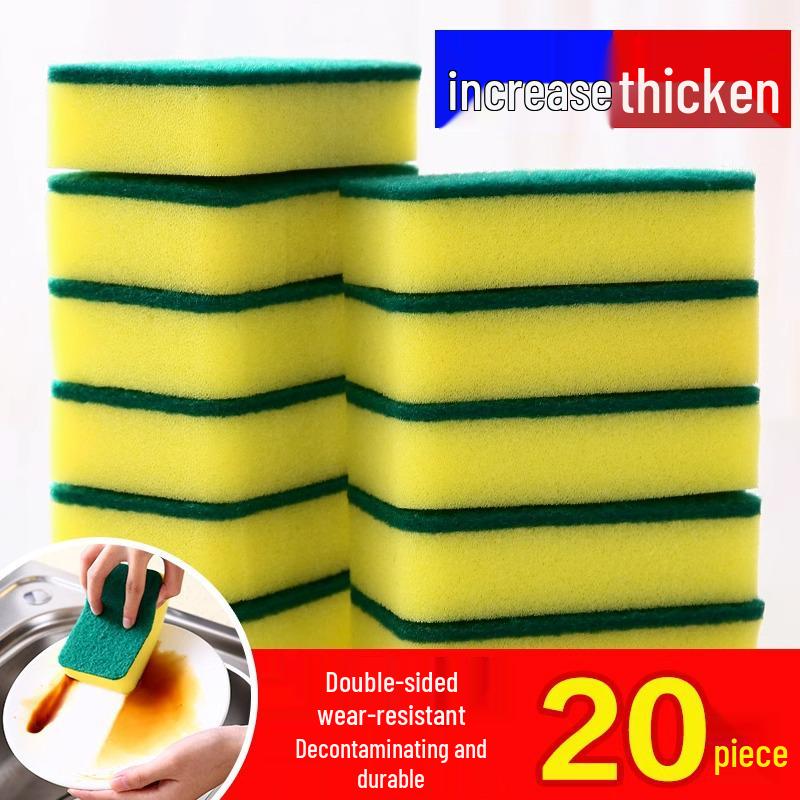 Extra Thick Double-Sided Scouring Pad: Large Sponge for Washing Pots and Dishes, Kitchen Magic Eraser