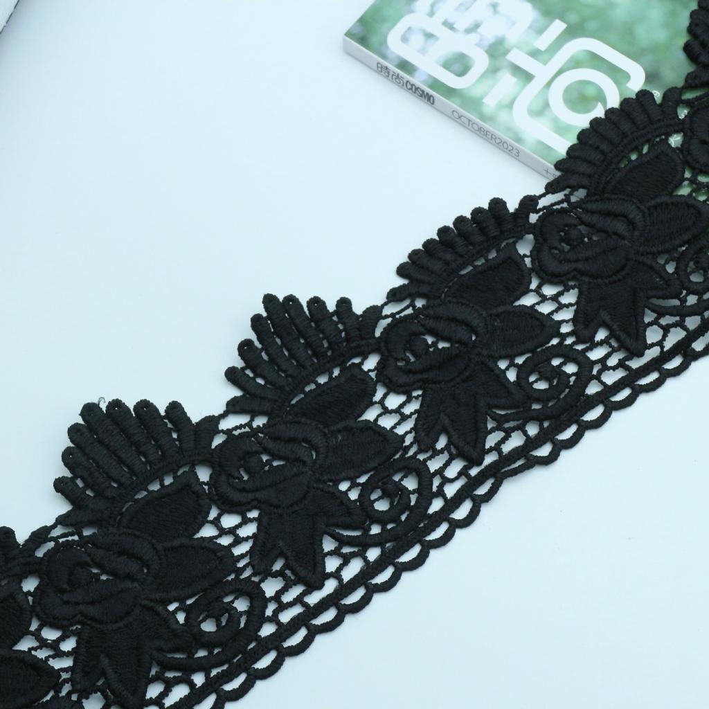 Water Soluble Lace Milk Silk Lace, Black Embroidered Lace, Foreign Trade Women'S Skirt Accessories