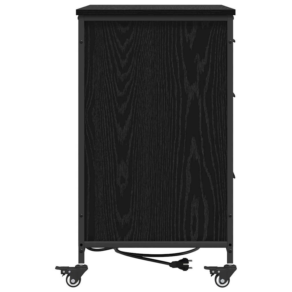 Cabinet with Charging Station Black Oak Effect 76 X 41 X 72 Cm