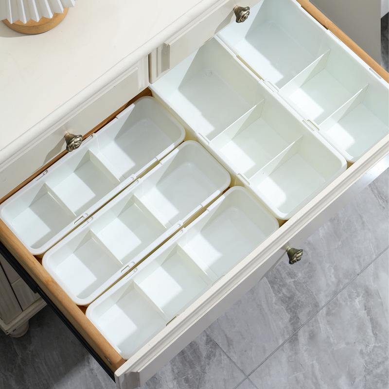 Retractable Rectangular Desktop Organizer and Drawer Divider for Kitchen Stationery and Sundries