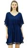 Bimba Women's V Neck Tassel Kaftan Short Rayon Caftan Designer Beachwear Coverup
