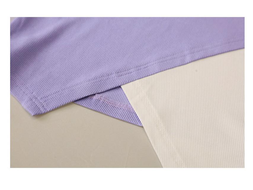 2023 European Style Slim Fit Off-Shoulder Hollow-Out Irregular Hem Color Block T-Shirt