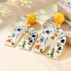 Geometric Acrylic Earrings Pendientes Earring For Women Retro Flower Contrast Color Square Earrings Acrylic Candy Color Earrings