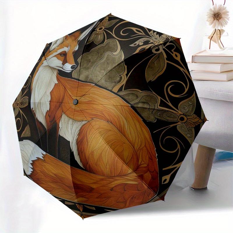 Art Nouveau Fox Wall Decor: Elegant Circular Design for Your HomeUmbrella, Portable 3-Fold Compact Umbrella for Men & Women Gift