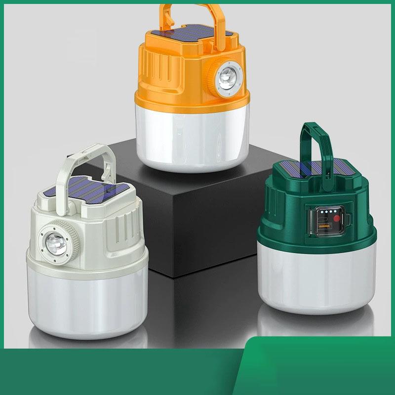 Solar Charging & USB Charging Outdoor Camping Light Hangable Battery Level Indicator Adjustable Distance Camping Light High Power Handheld Lantern