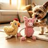 Dual Squeaky Animal Rope Dog Toy Chicken Pig Plush Tug‑of‑War Chew Toy For Small Medium Dogs