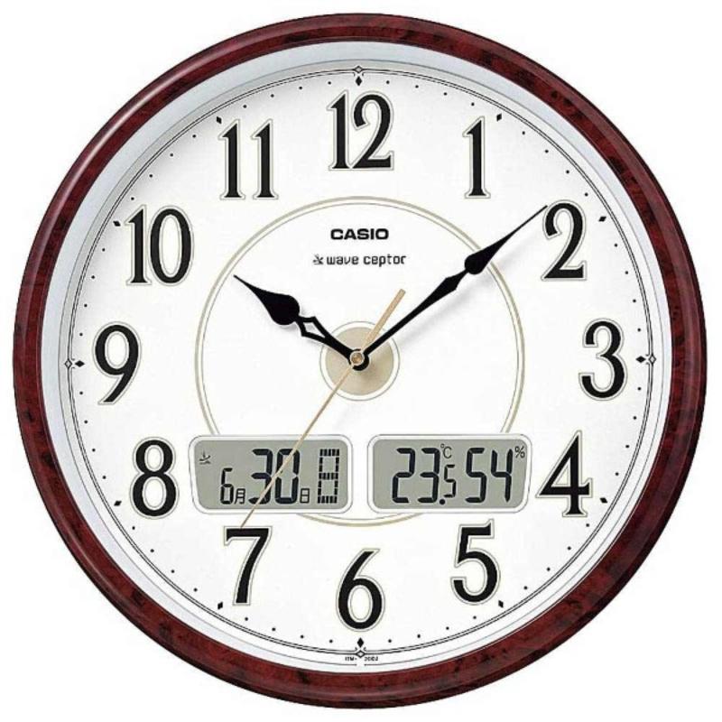 

wall clock wave ceptor brown grain tone ITM200J5BJF with automatic radio reception function