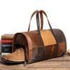 Retro Personalized Men'S Contrasting Color Leather Handbag Crazy Horse Leather Travel Bag Large Capacity Shoulder Diagonal Straddle Duffel Bag