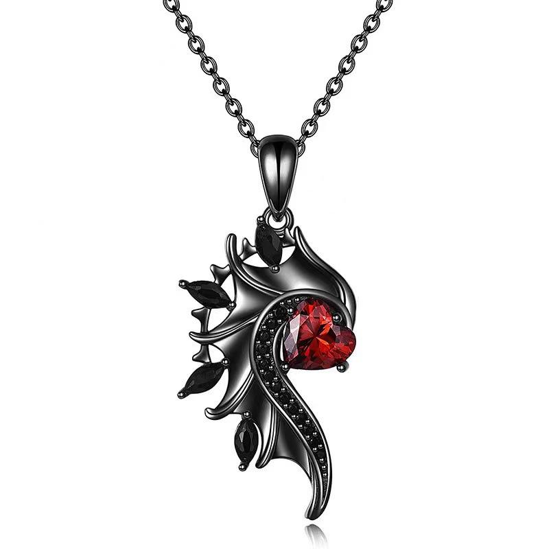 

Punk Angel And Demon Wing Asymmetric Personality Earrings For Women Black White Simple Valentine s Day Gift Necklace Set чорний