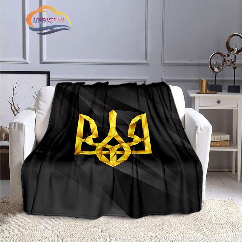 Modische Decke der ukrainischen Fußballmannschaft mit goldenem Logo für Erwachsene und Kinder, 3D-gedruckte warme Decke, Geschenkdecke für Sportliebhaber
