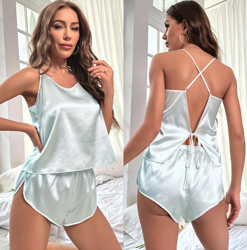 Ice Silk Women's Pajamas: Sexy Spring/Summer Camisole & Shorts Set