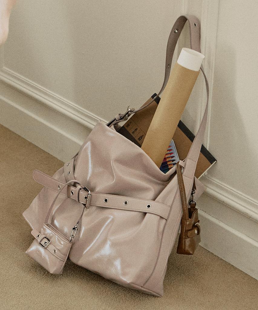 Vvv [Set] Buckle Hobo Shoulder Crossbody Bag _ Lavender