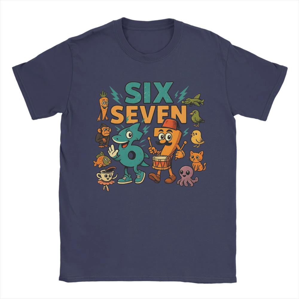 67 Six Seven Italian Brainrot Kids Gaming Meme TShirts Mens Cotton Tee Shirt Round Neck Short Sleeve T Shirts Graphic Clothing