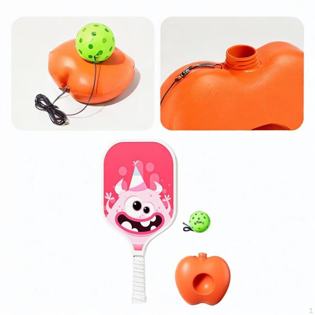 Pickleball Paddle with Ball and Base for Beginner Family Kids Indoor Outdoor orange