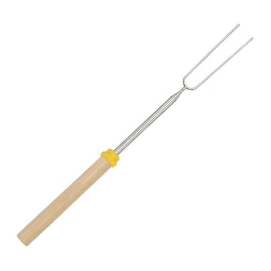 Telescopic BBQ Fork Stainless Steel U-shaped Kabob Skewers Extendable Marshmallow Hot Dog Roasting Sticks for Campfire Picnic Outdoor Cooking