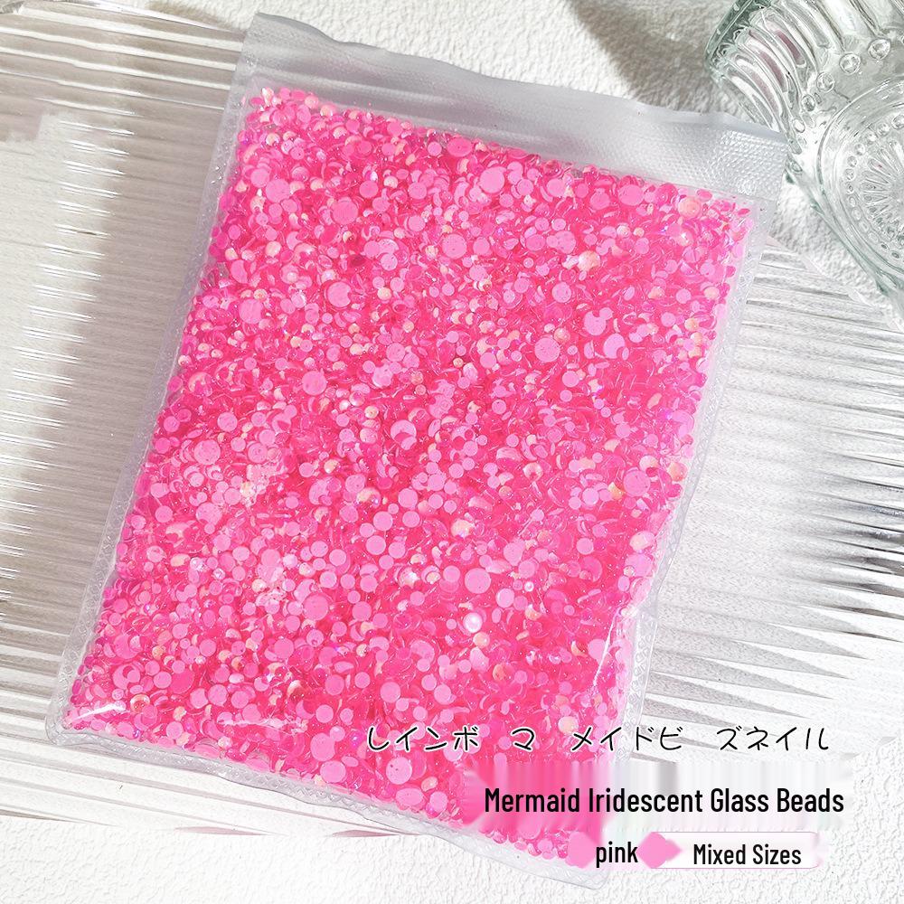 Iridescent Mermaid Nail Art Beads: Half-Round Glass Rhinestones and Mixed Accessories