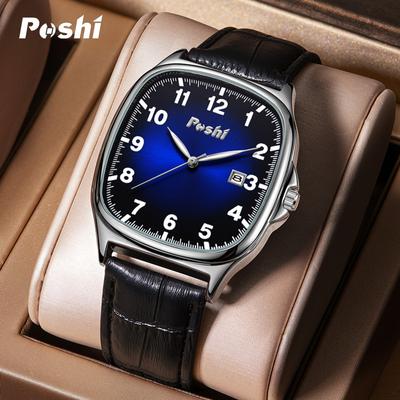 Orologio di marca POSHI Tendenza Orologio al quarzo semplice da uomo Calendario Impermeabile Luminoso Orologio da uomo