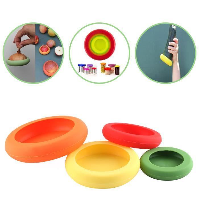 

Set of 4 Silicone Food Lids Vegetable Fruit Covers Preservation Tool Kitchen Accessories