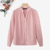 ZANZEA Blusa Casual da Donna con Scollo a V e Maniche Lunghe Larghe